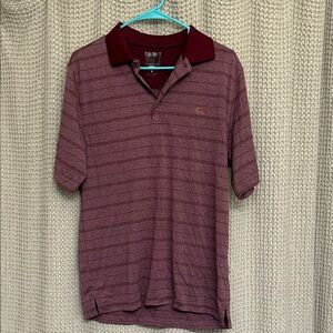 Attack Life by Greg Norman Burgundy Striped Polo